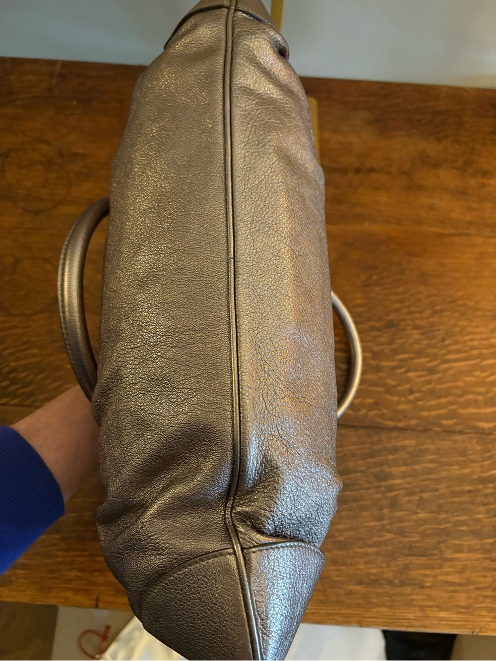 Salvatore Ferragamo Vintage Metallic Platinum/Silver Marisa Bag Gancini Leather - Picture 6 of 14